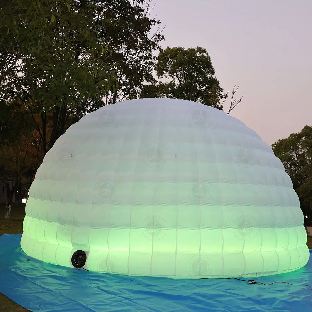 Hot Sale  LED Lighted Inflatable Igloo Tent Outdoor Inflatable Dome Tent With Air Blowerfor Exhibition Camping Party Events