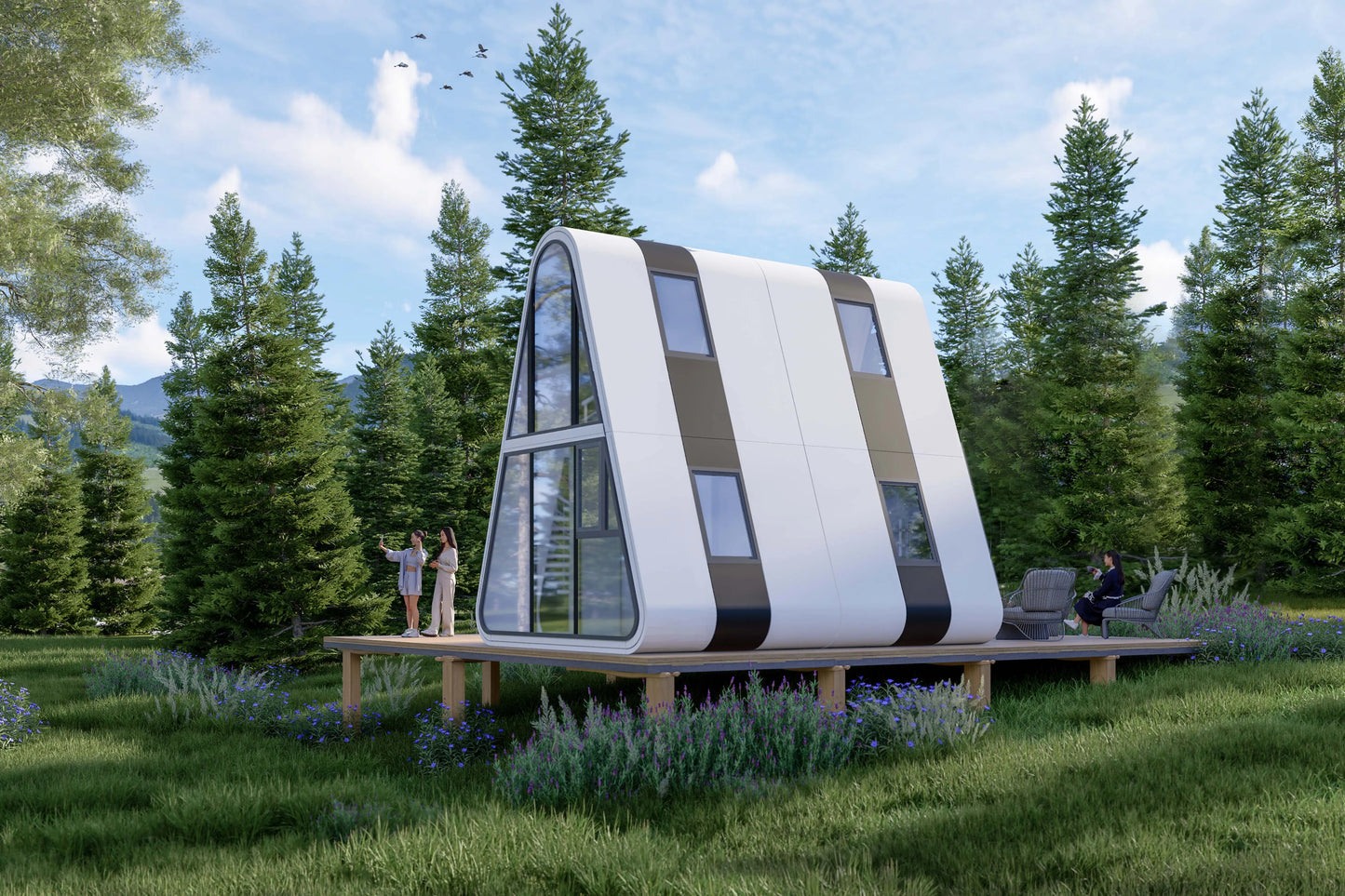 Villa Prefabricated Portable Foldable Luxury Living Expandable Shipping Prefab Mobile Tiny Modular Homes triangular house