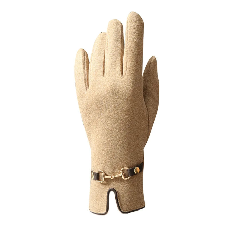 Winter Women Keep Warm Touch Screen Plus Fleece Chain Gloves Elegant Fashion Personality Soft Drive Cycling High Elasticity