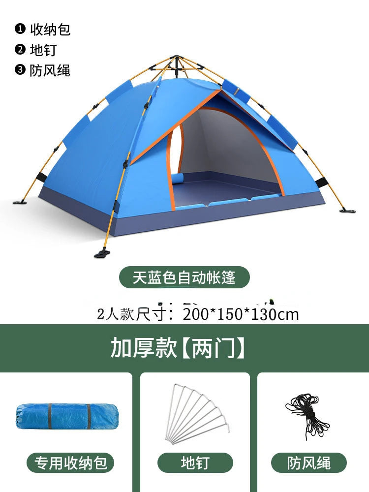 3-4 Person Camping Tents Travel Outdoor One-touch Tent Sun Protection Automatic Beach Tent Camping Equipment