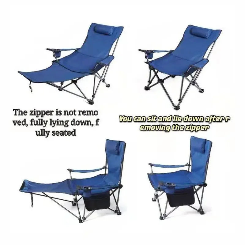 Portable Folding Camping Lounger Chair Adjustable 2 In1 Recliner Removable Outdoor Chaise Tourist Picnic Backrest Chair