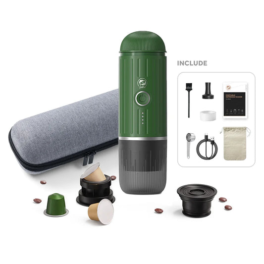 icafilas Portable Coffee Machine with Heating Function Car Expresso Maker TYPEC charging port Fit Nespresso Capsule and powder