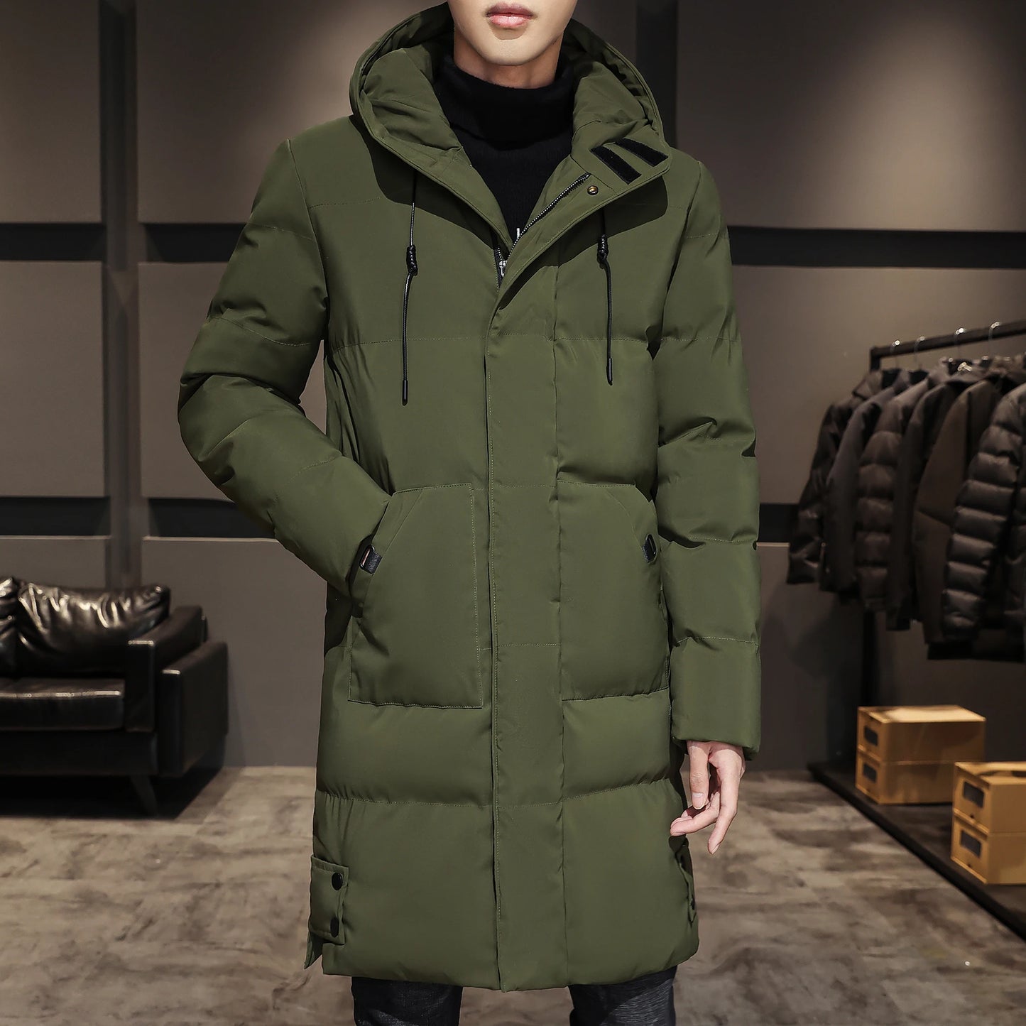 New Fashion High Quality Long Cotton-padded Coat Warm Simple Solid Color Thin Look High Trend All Quality Fabric Comfortable