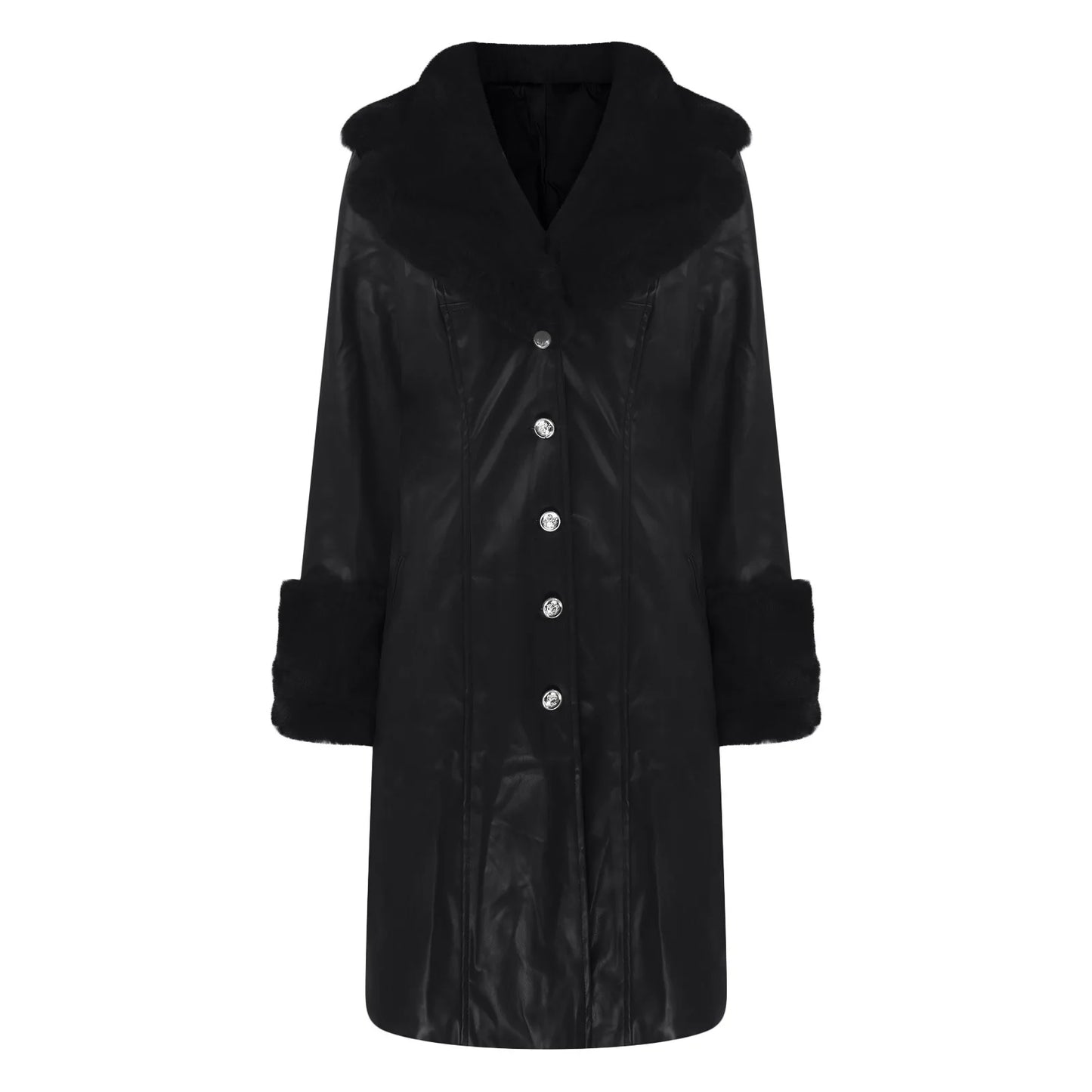 Winter Women's High-quality American Long Coat with Big Fur Collar Loose Leather Jacket Thick Inner Layer Warm and Soft Jacket