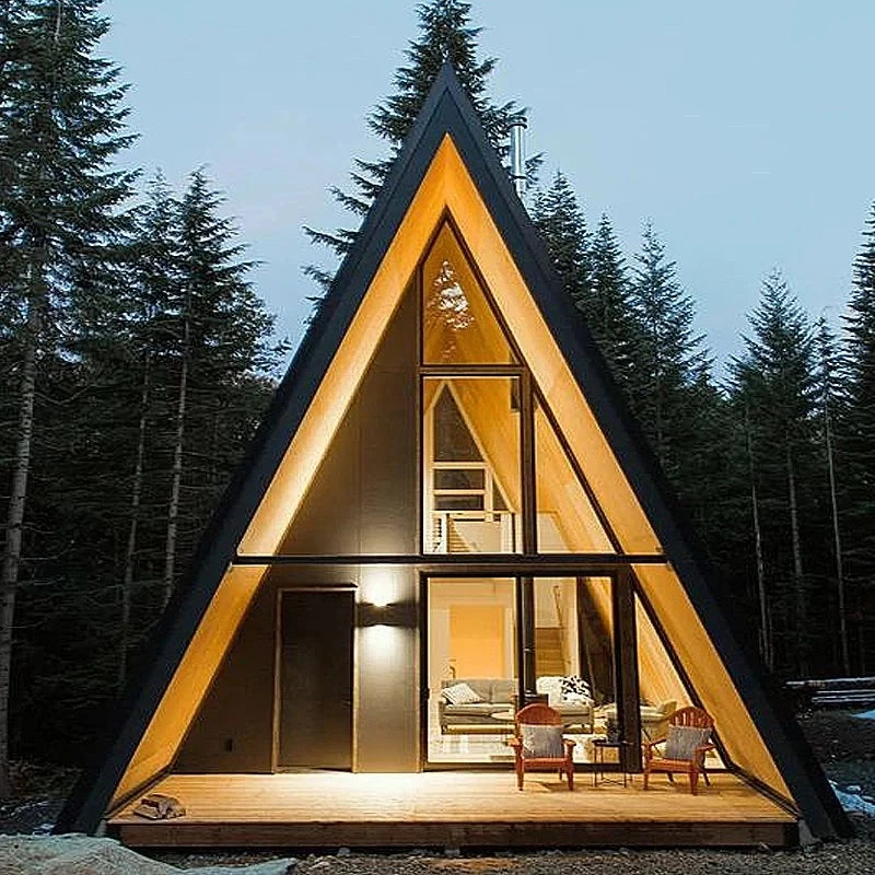 Luxury a-Frame Double Floor Villa Modular Home Prefab Tiny Triangle House for Apartment