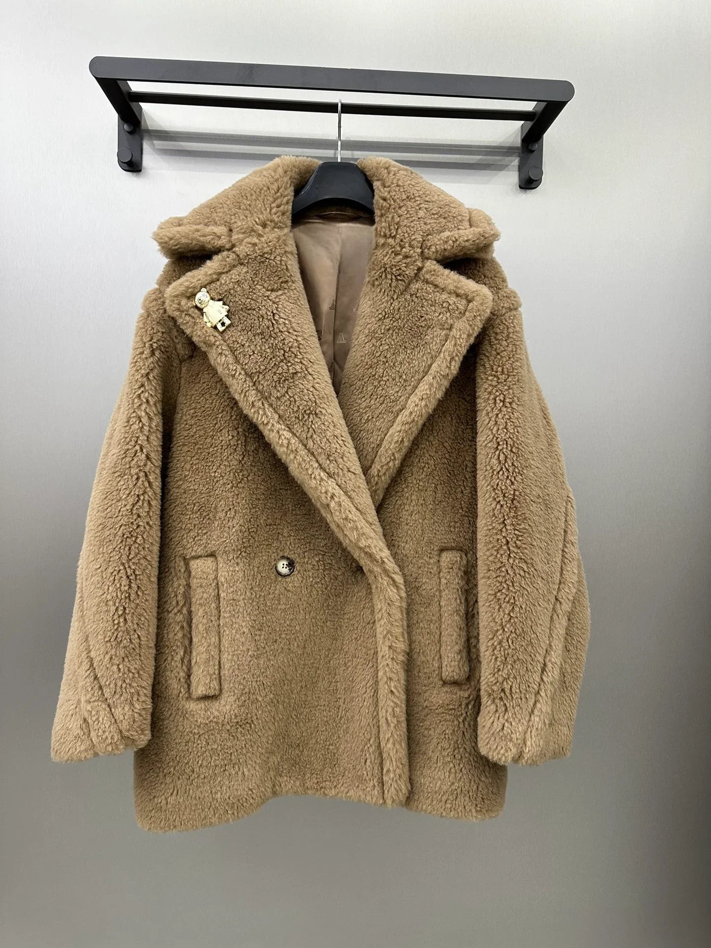 Max Short Teddy Coat 62% Alpaca 26% Wool 12% Silk Coat Winter Thicken Women's Coat