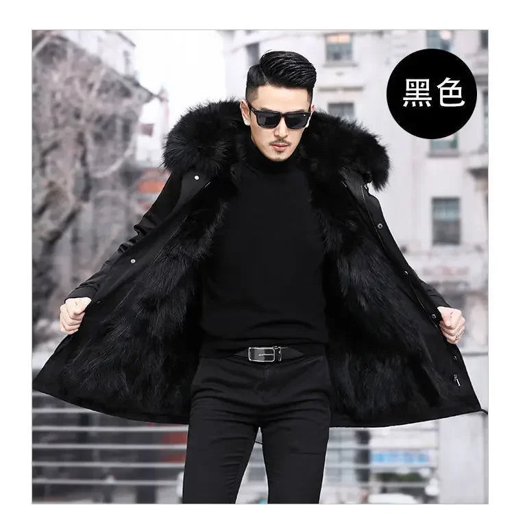 New Style Overcomes Men's Mink Inner Tank Winter New Item B Warm Fur Integrated Coat Imitation Mink Fur Medium Long Fur Coat