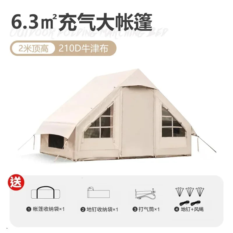 Waterproof Inflatable Tent Luxury Camping Hotel Tent 5-8 People Larger Portable Camping Tent With Air Pump For Family Party