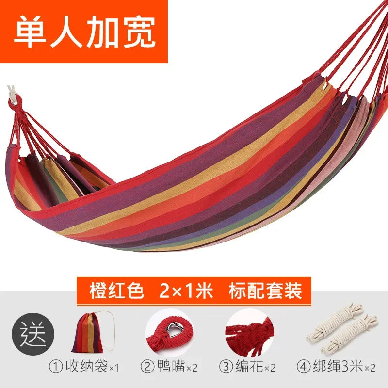 Outdoor hammock swing, thickened anti rollover hanging tree tie rope hanging chair, double indoor household portable rocking bed