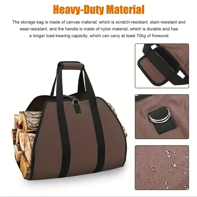 Large Capacity Firewood Storage Bags Outdoor Camping And Transportation Portable Durable Log Storage Bags Holder Wood Carry Bag