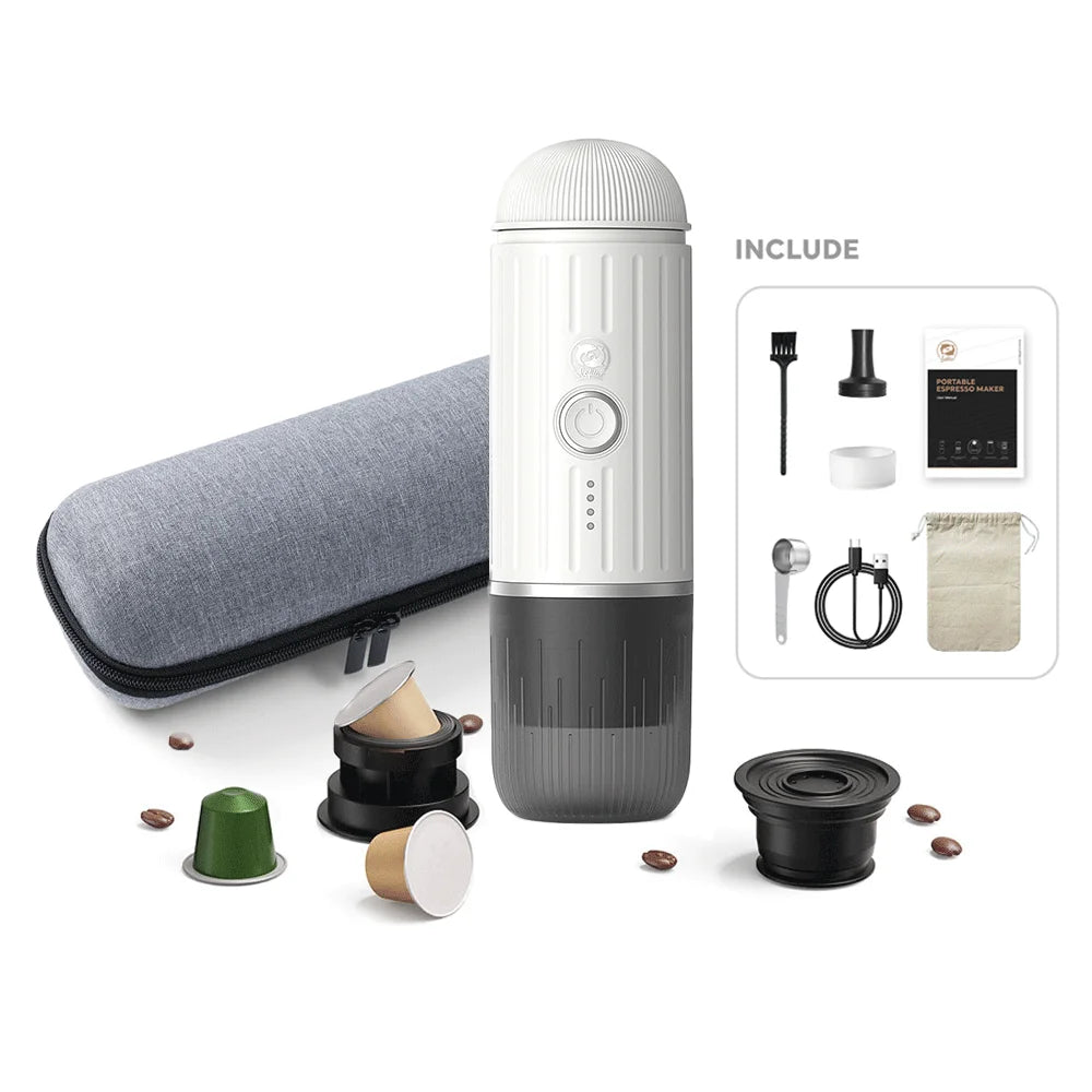 icafilas Portable Coffee Machine with Heating Function Car Expresso Maker TYPEC charging port Fit Nespresso Capsule and powder