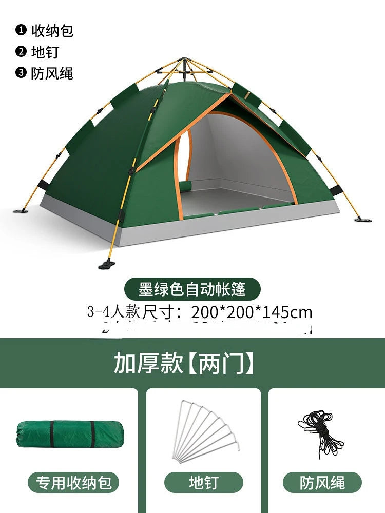 3-4 Person Camping Tents Travel Outdoor One-touch Tent Sun Protection Automatic Beach Tent Camping Equipment