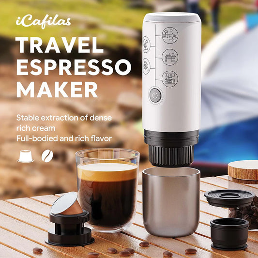 Travel portable Espresso coffee machine 2 in1 for cars families outdoor camping coffee machine capsule powder Nespresso or Dolce