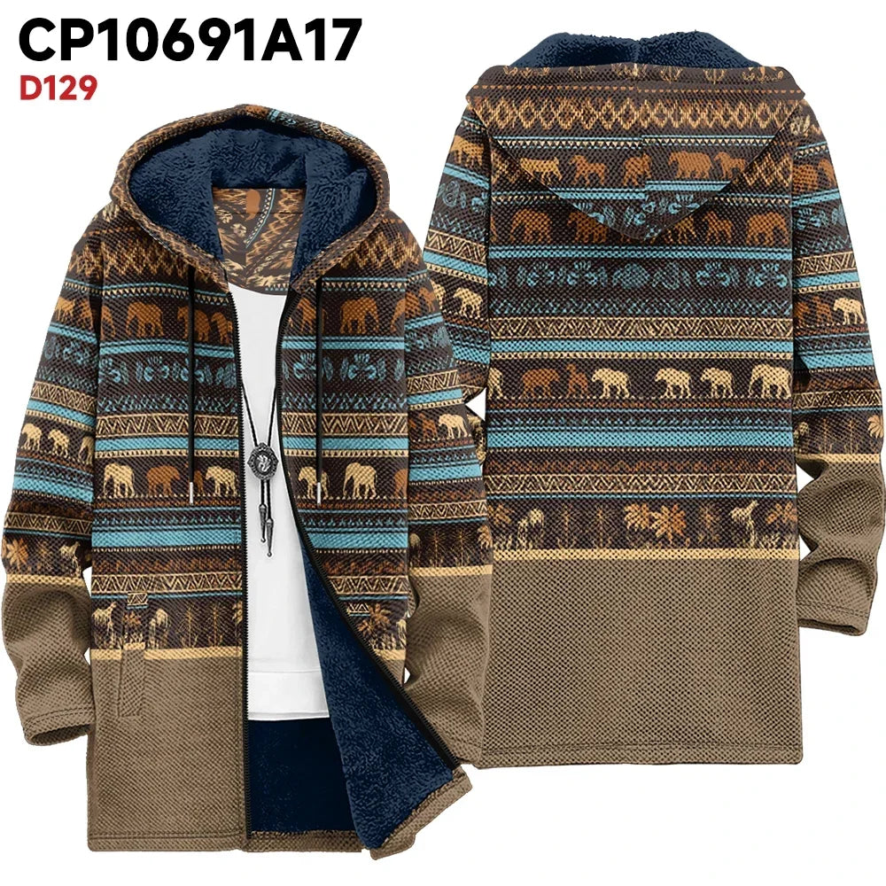 Men's Large Size Winter Warm Jacket,Skull Graphics Printed Stripes Geometric High-Quality Coats Fashionable Streetwear Clothing