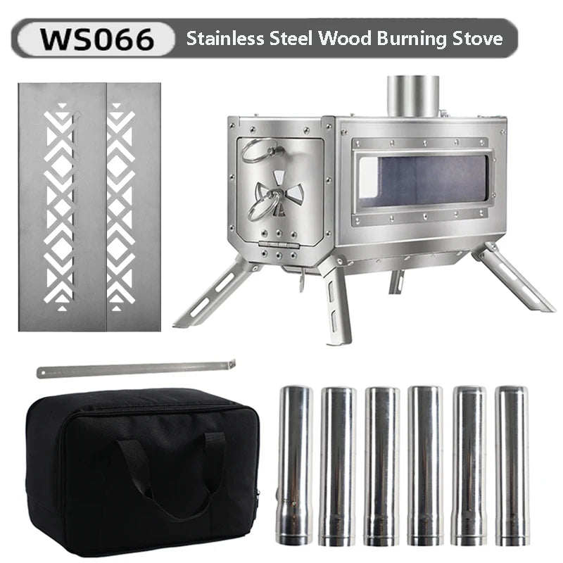 Foldable Tabletop Wood-Burning Stove Camping Equipment Outdoor Fire Wood Heater Camping Stove Portable Stove