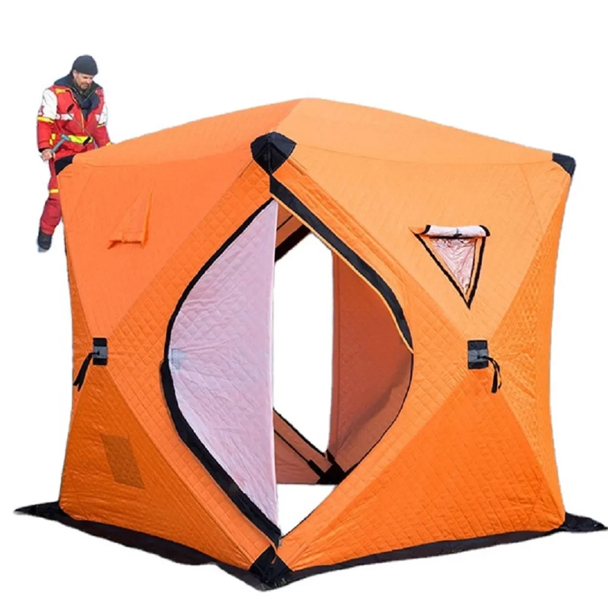 Outdoor Hexagon Sauna Tent Portable Pop Up Custom Cube Hiking Insulated Ice Fishing Tent 6 Person Winter Camping Hot Tent