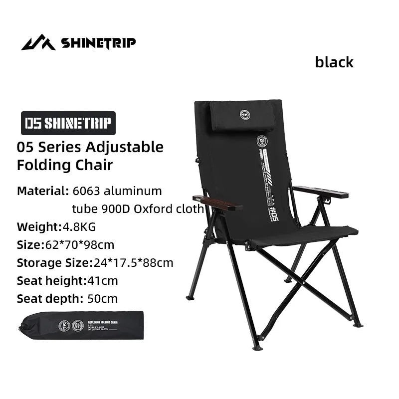 ShineTrip 05 Series Outdoor Folding Chair Portable Camping Adjustable Folding Chair Office Lunch Nap Fishing Picnic Chair