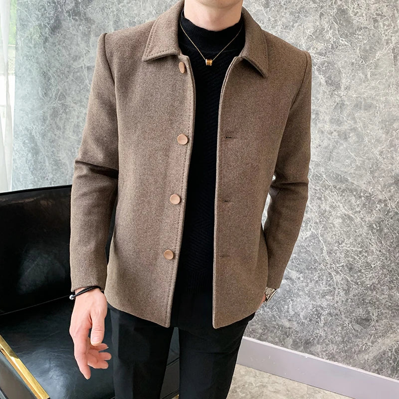 Men's Wool Coat Blends Plus Cotton Thick Warm Classic Jackets Plus Size Casual Solid Fashion High Quality Fall Winter 2024 N31