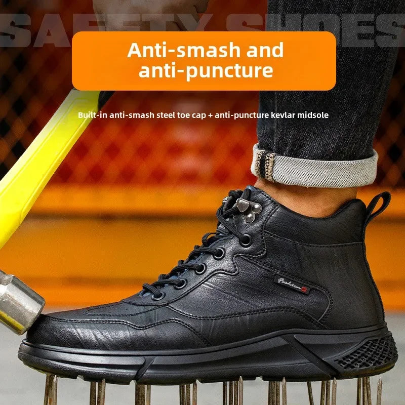 waterproof safety sneaker for men winter anti-slip boots man construction indestructible black work boots steel nose work shoes