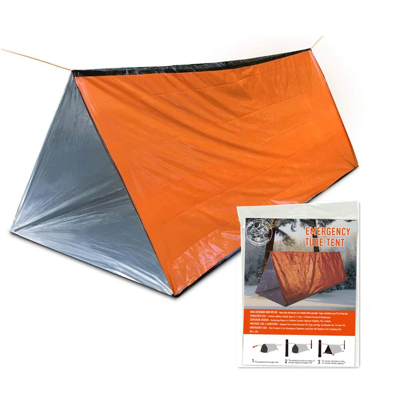 2-Person Outdoor Camping Tent Waterproof Lifesaving Tent Emergency Escape Camping Survival Tent Kit Outdoor Camping Mat