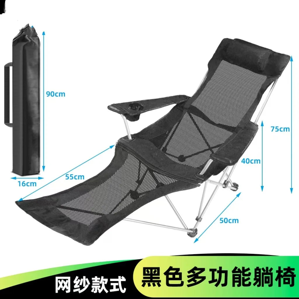 Portable Folding Camping Lounger Chair Adjustable 2 In1 Recliner Removable Outdoor Chaise Tourist Picnic Backrest Chair