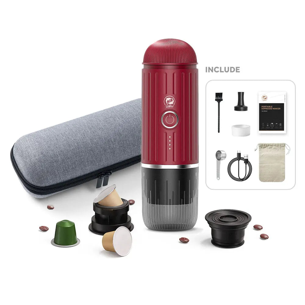 icafilas Portable Coffee Machine with Heating Function Car Expresso Maker TYPEC charging port Fit Nespresso Capsule and powder