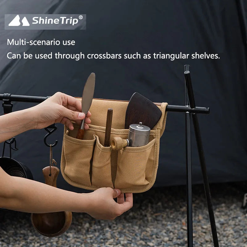 ShineTrip-Outdoor Camping Multifunctional Canvas Organiser Kermit Chair Armrest Hanging Bag Side Hanging Bag Lightweight