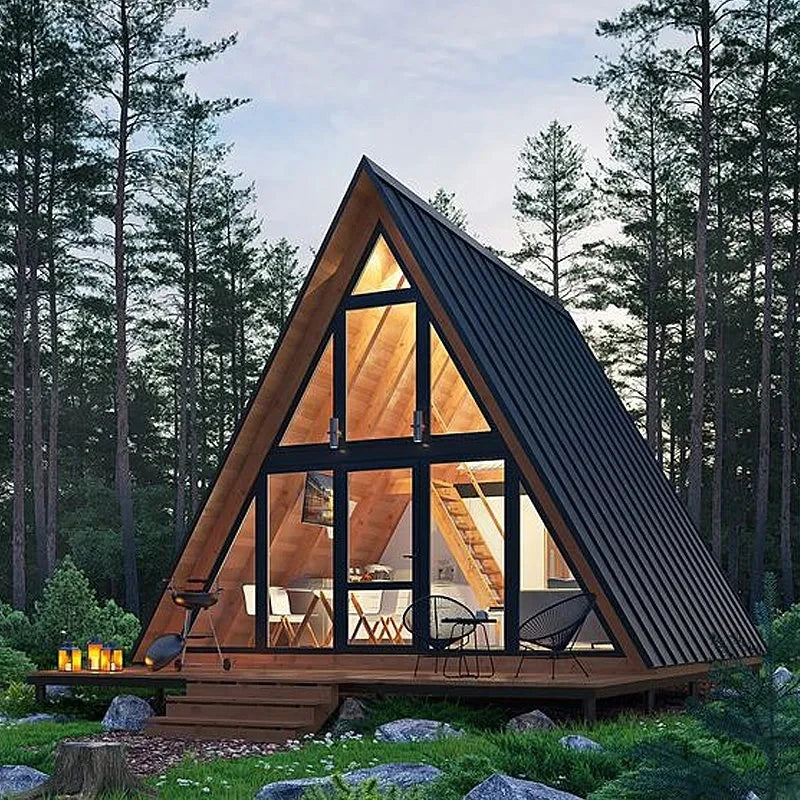 Luxury a-Frame Double Floor Villa Modular Home Prefab Tiny Triangle House for Apartment