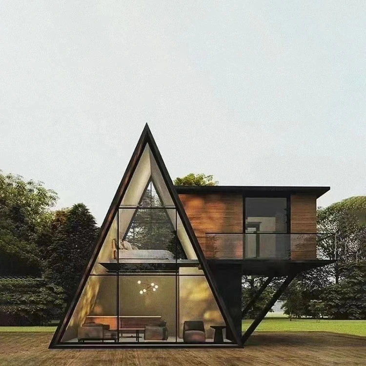 Luxury a-Frame Double Floor Villa Modular Home Prefab Tiny Triangle House for Apartment