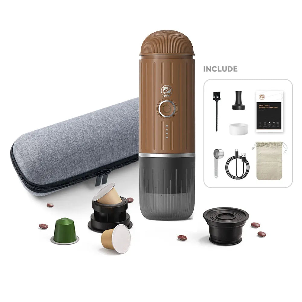 icafilas Portable Coffee Machine with Heating Function Car Expresso Maker TYPEC charging port Fit Nespresso Capsule and powder