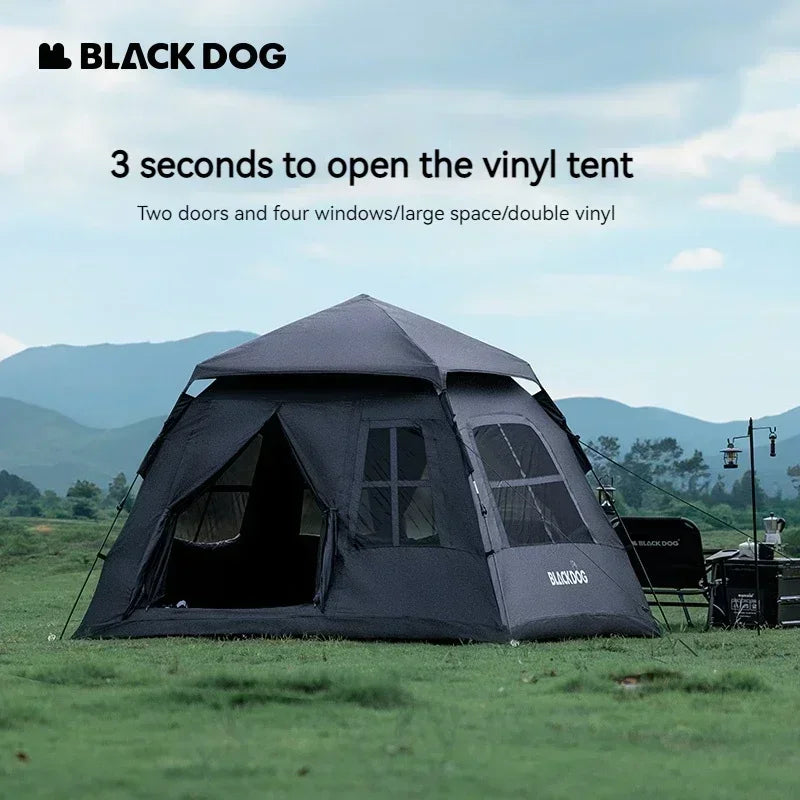 BLACK DOG 4-5people Waterproof Automatic One-touch Ultralight Portable Folding Beach Large Pyramid Travel Tents Family Camping