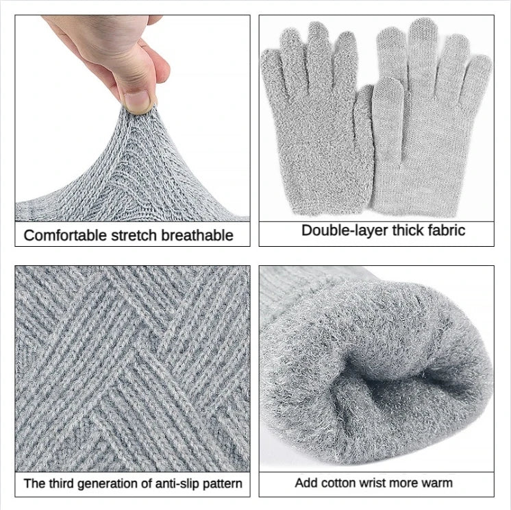 Fashion Cashmere Women Men Winter Cashmere Cold Protection Double-layer Thickening Warm Touch Screen Knitted Woolen Gloves