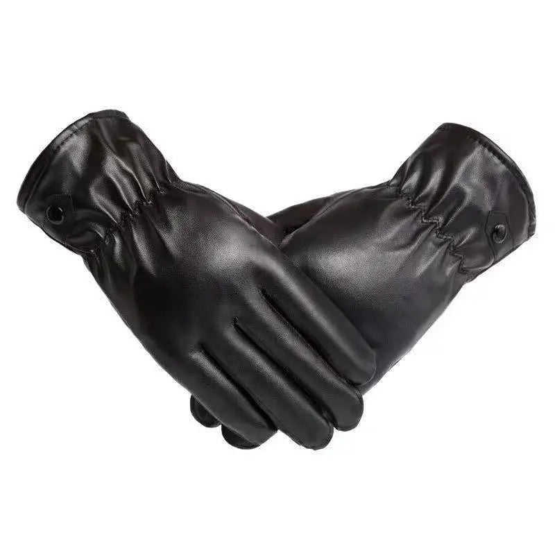 Fashion Winter Gloves Women Black Waterproof Faux PU Leather Cashmere Warm Gloves Driving Mittens Touch Screen Gloves