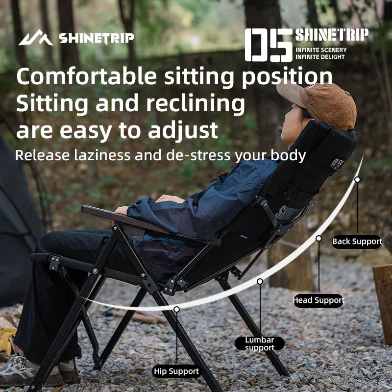 ShineTrip 05 Series Outdoor Folding Chair Portable Camping Adjustable Folding Chair Office Lunch Nap Fishing Picnic Chair