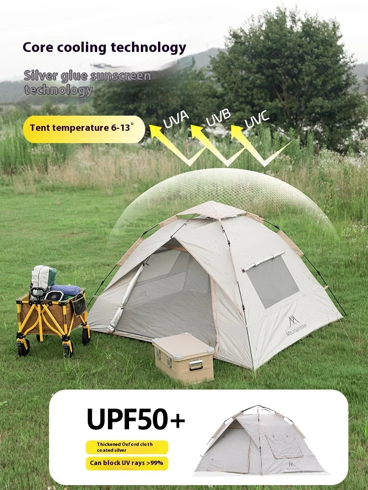 Mountainhiker Outdoor With Windows Tent Fully Automatic Quick Opening Tent 3-4 Person Self Driving Camping Tent Rain Proof Sun