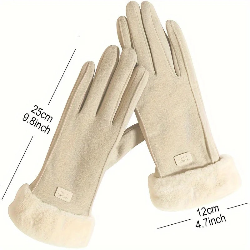 Women Touch Screen Gloves Fashion Mittens Autumn Winter Warm Thin Cashmere Solid Cycling Drive Suede Fabric Elegant Windproof