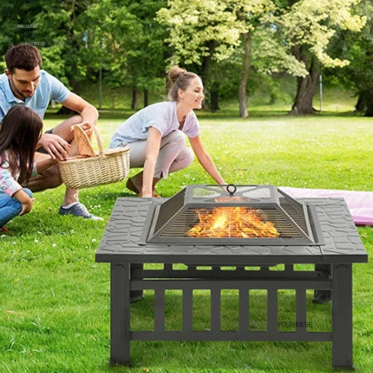 Outdoor Chimeneas Patio bonfire Heater Garden Fireplace Wood Stove Charcoal Heating Stove Home Camping Tent Stove Barbecue Table