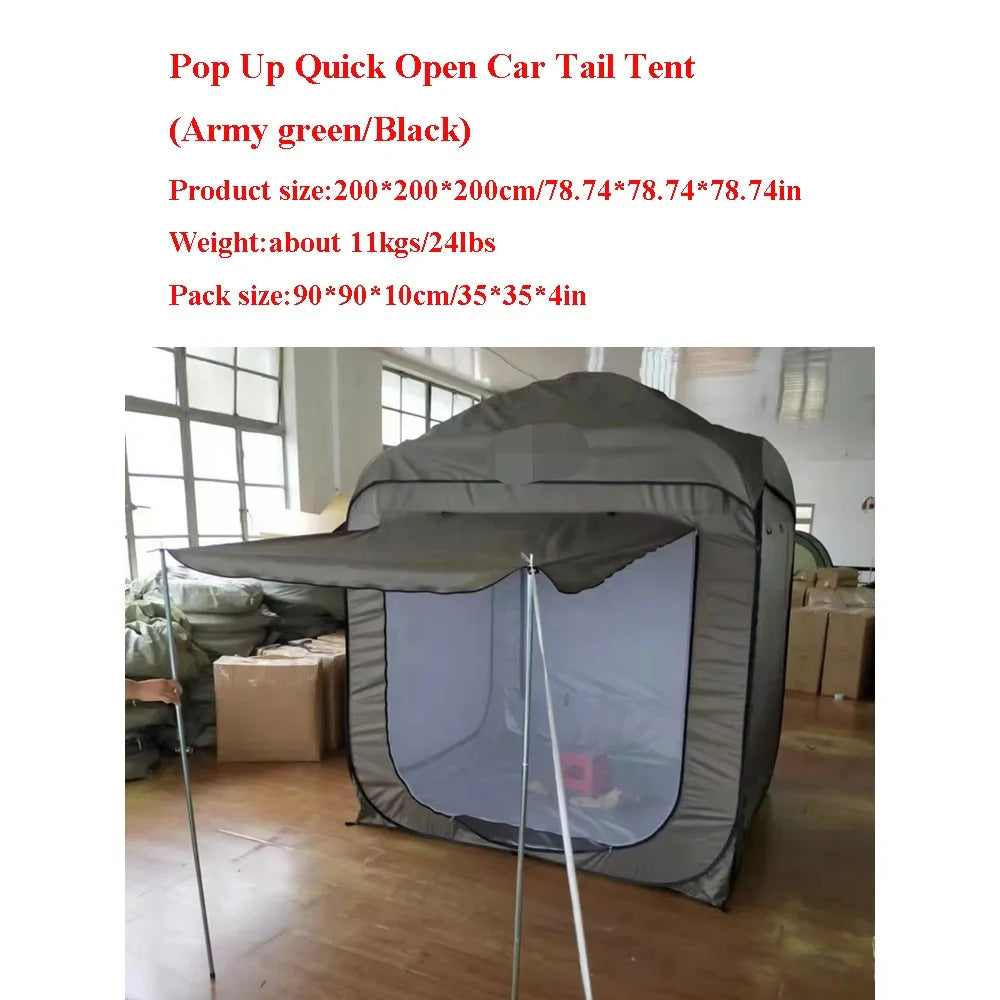 Car Rear Extended Tent Automatic Pop Up 4-6 Person Tents Outdoor Camping Waterproof Travel Folding Mosquito Net Accessories