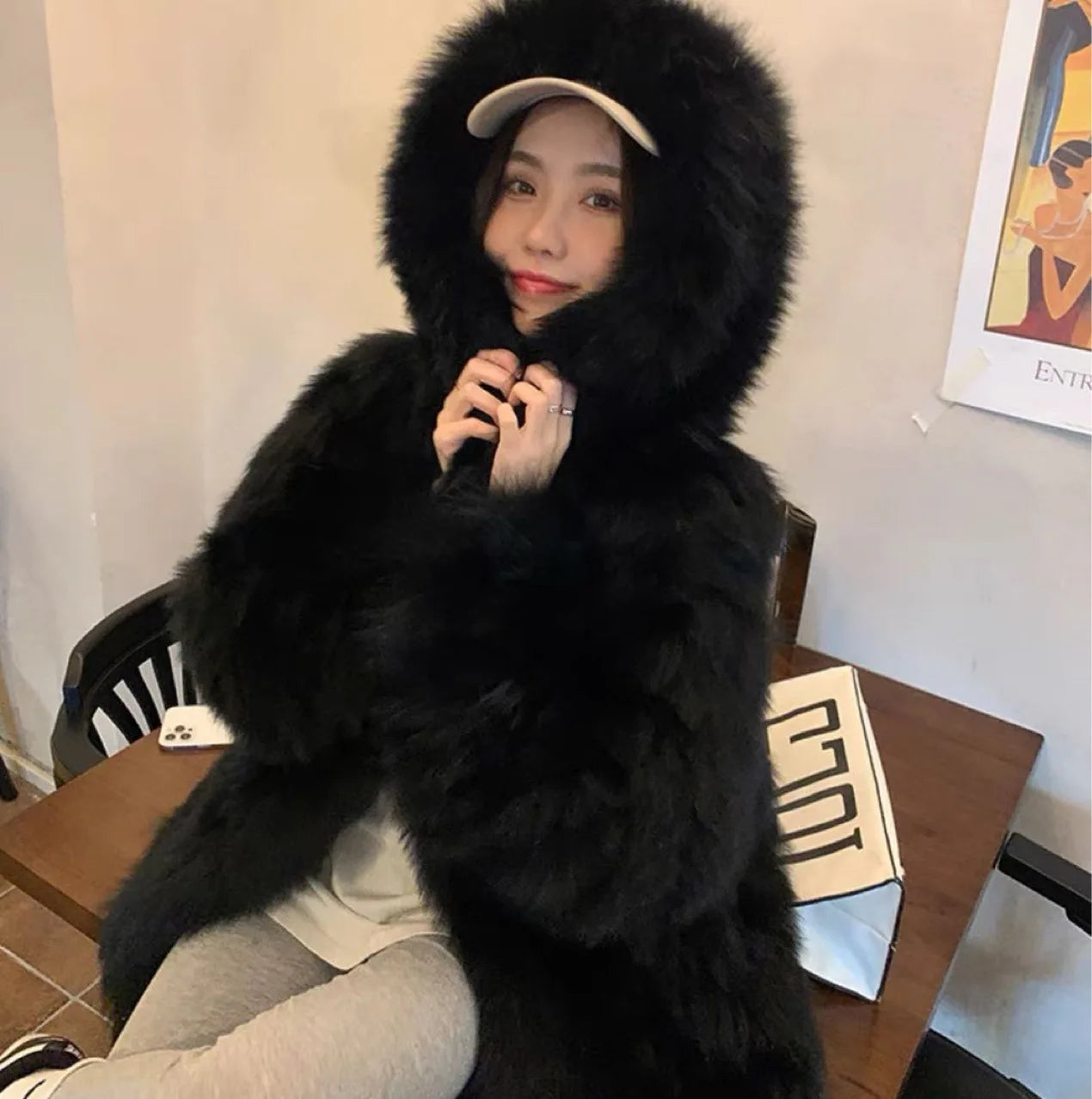 Autumn Winter Women Manual Double sided Weave Quality Real Fox Fur Coat 100% Natural Fur Jacket Loose Hooded New Streetwear