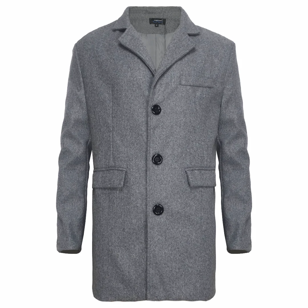 Autumn Winter Men's Casual Wool Coat British Style Men's Long Sleeve Wool Jacket Lined