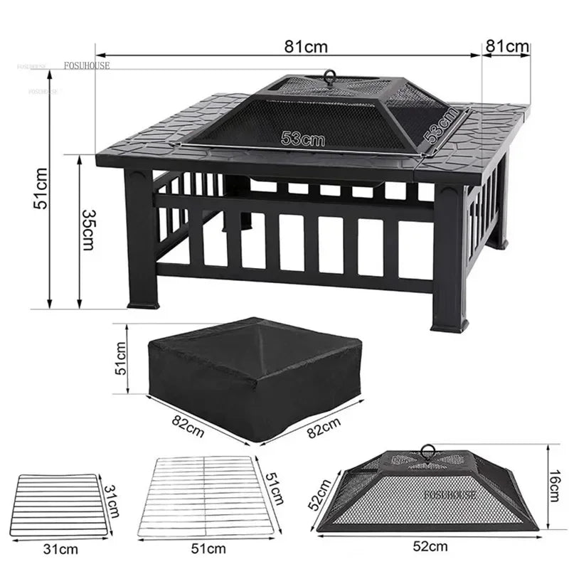 Outdoor Chimeneas Patio bonfire Heater Garden Fireplace Wood Stove Charcoal Heating Stove Home Camping Tent Stove Barbecue Table