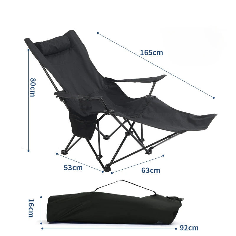 Portable Folding Camping Lounger Chair Adjustable 2 In1 Recliner Removable Outdoor Chaise Tourist Picnic Backrest Chair