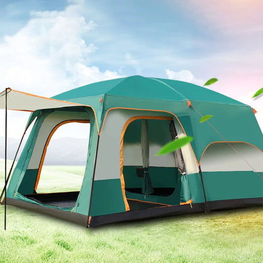 Portable Thickened Camping Tent for Family, Outdoor Large Tent, Rainproof and Waterproof, 2-Person, One Hall, 3-12 Person