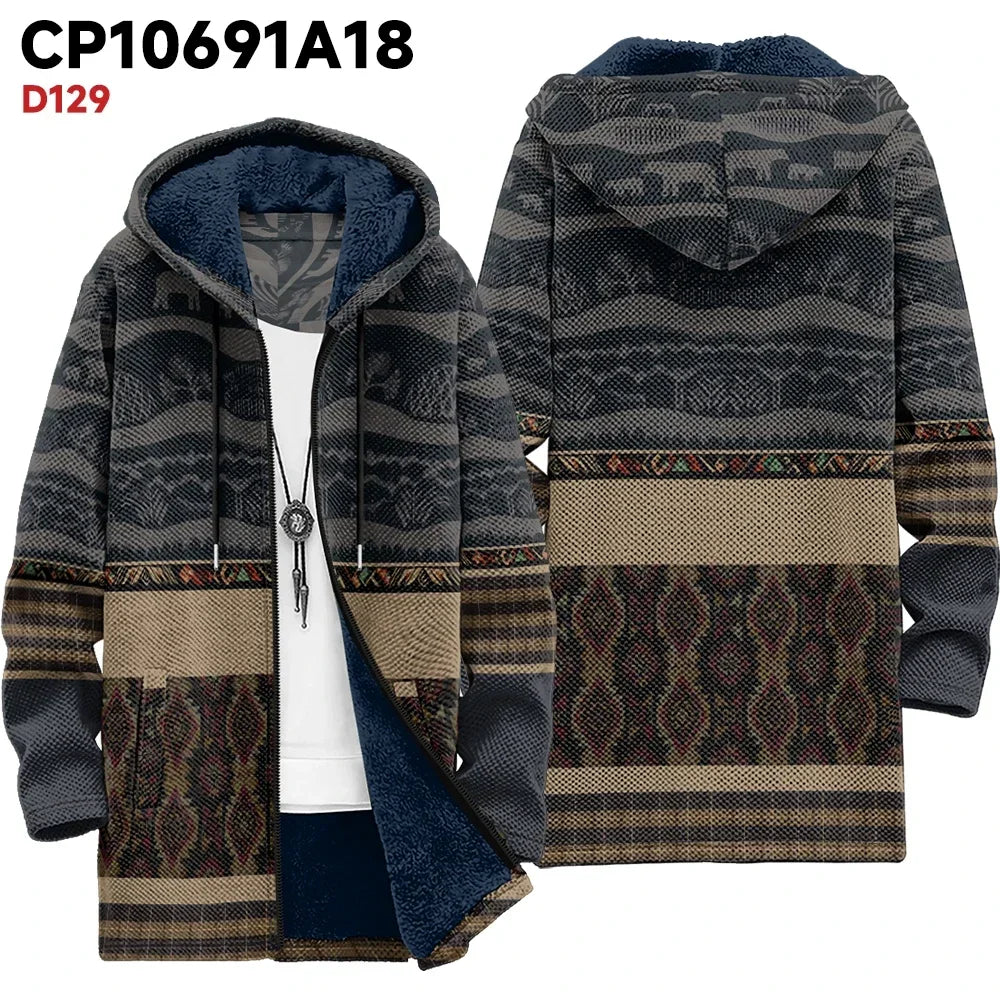 Men's Large Size Winter Warm Jacket,Skull Graphics Printed Stripes Geometric High-Quality Coats Fashionable Streetwear Clothing