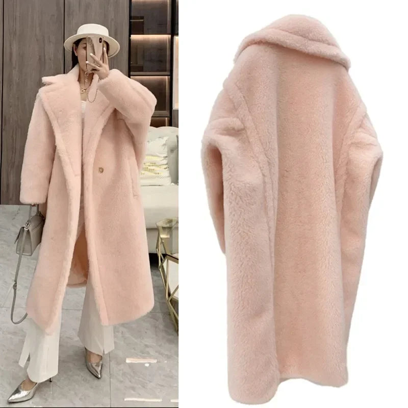 Max Teddy Coat 62% Alpaca 26% Wool 12% Silk Coat Winter Thicken Women's Coat