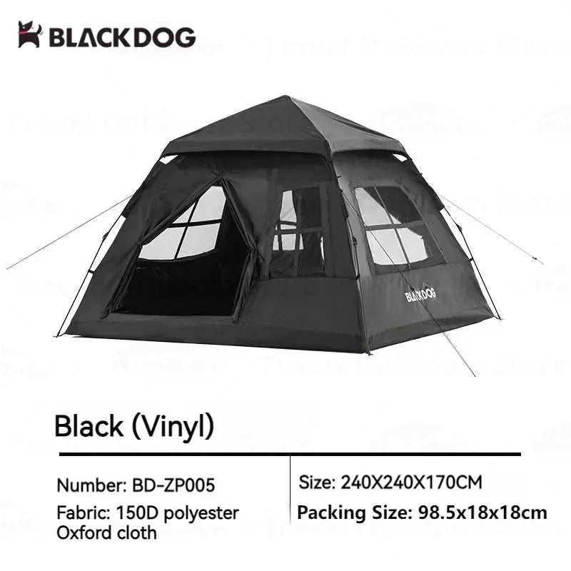 BLACK DOG 4-5people Waterproof Automatic One-touch Ultralight Portable Folding Beach Large Pyramid Travel Tents Family Camping