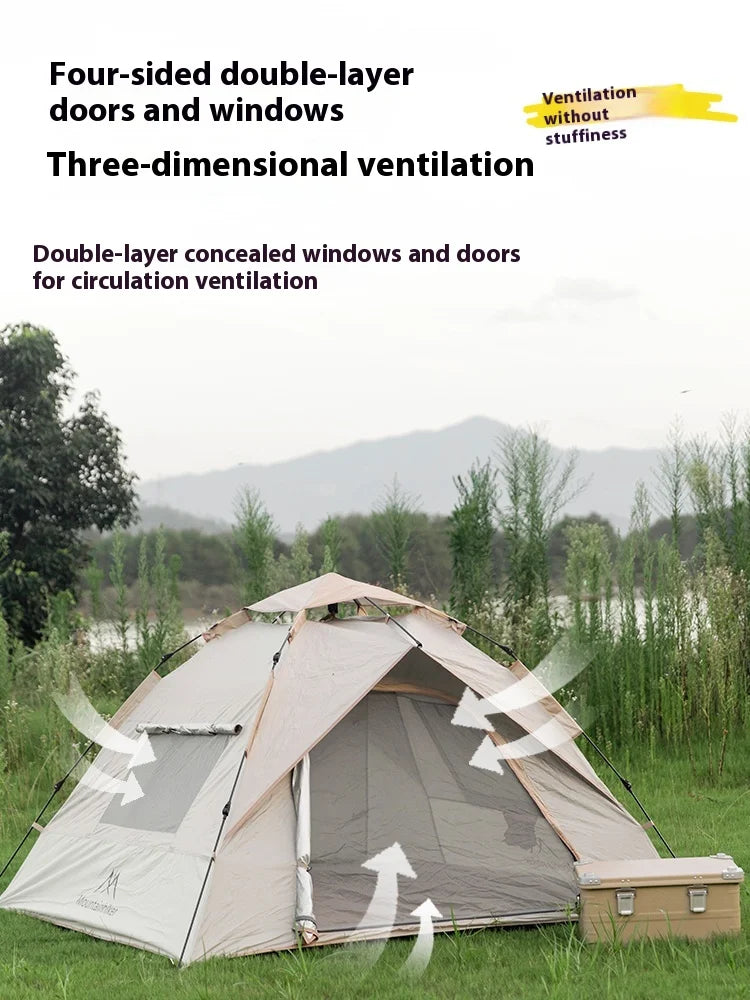 Mountainhiker Outdoor With Windows Tent Fully Automatic Quick Opening Tent 3-4 Person Self Driving Camping Tent Rain Proof Sun