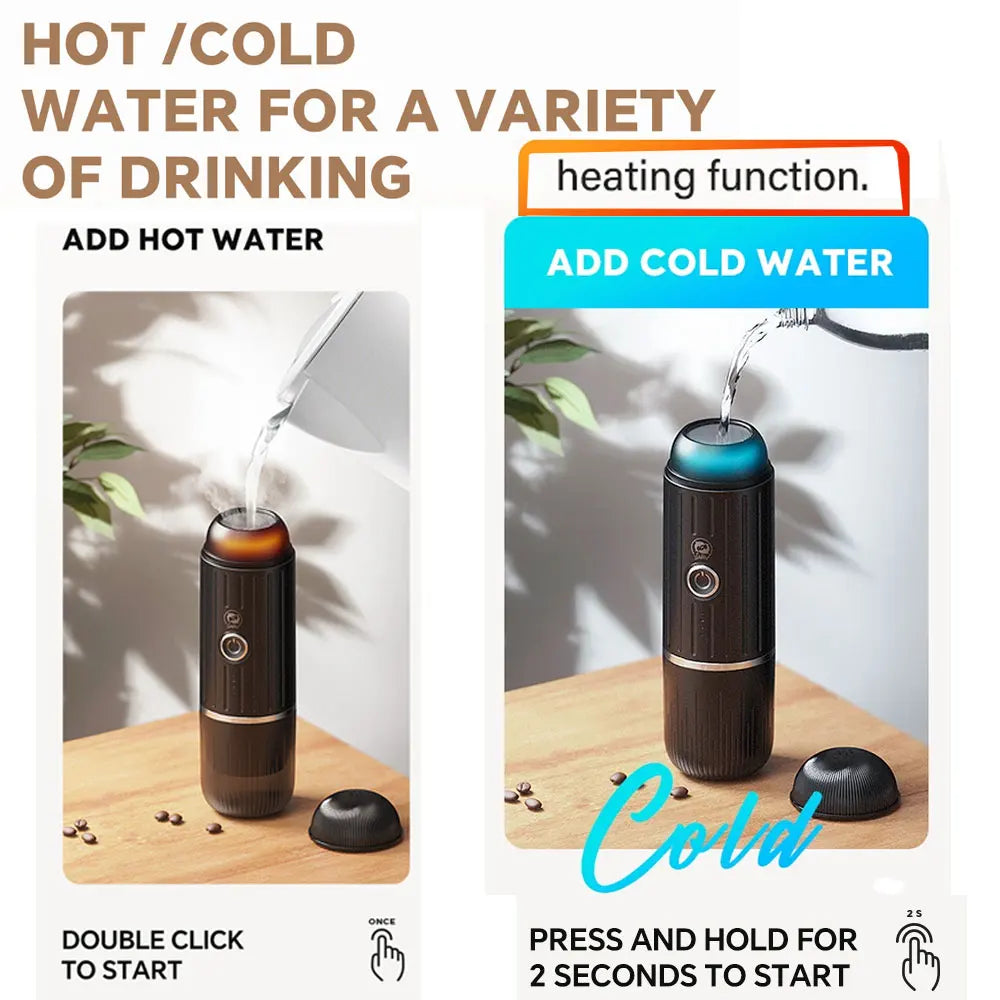 icafilas Portable Coffee Machine with Heating Function Car Expresso Maker TYPEC charging port Fit Nespresso Capsule and powder