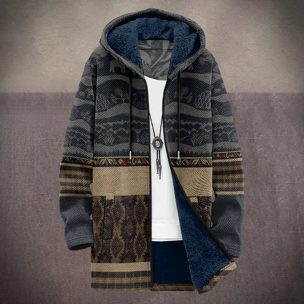 Men's Large Size Winter Warm Jacket,Skull Graphics Printed Stripes Geometric High-Quality Coats Fashionable Streetwear Clothing