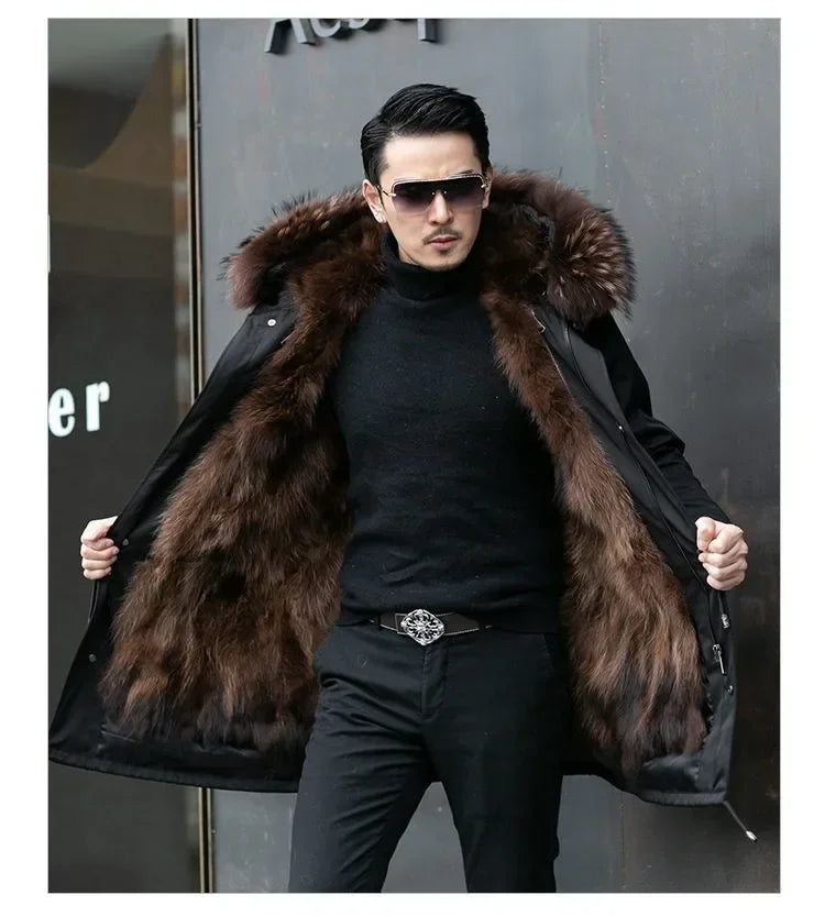 New Style Overcomes Men's Mink Inner Tank Winter New Item B Warm Fur Integrated Coat Imitation Mink Fur Medium Long Fur Coat